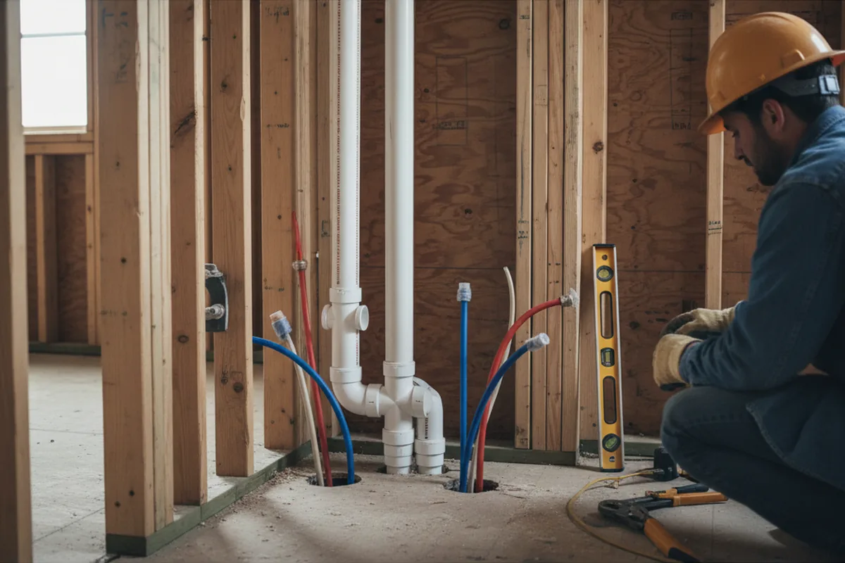 Drain and supply rough-in during Leak Detection in Shell Knob